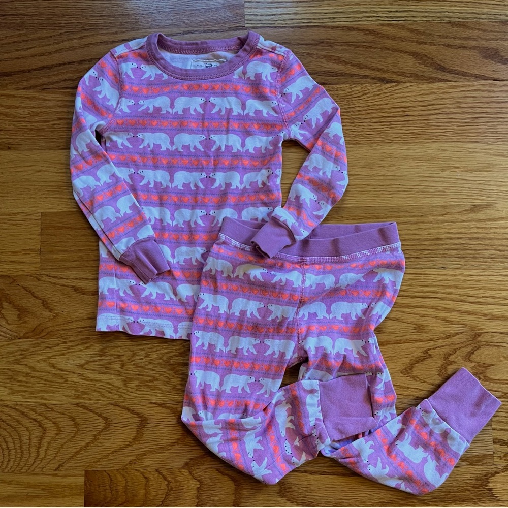 Crewcuts pink polar bear pajama set size 4